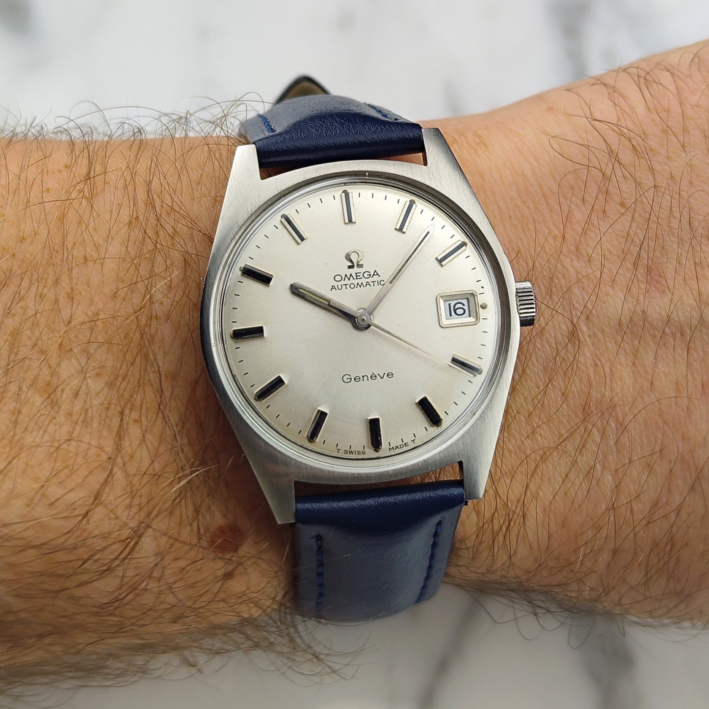 OMEGA Genève Automatic Steel Blue Strap Near Mint [REF. 166.041]