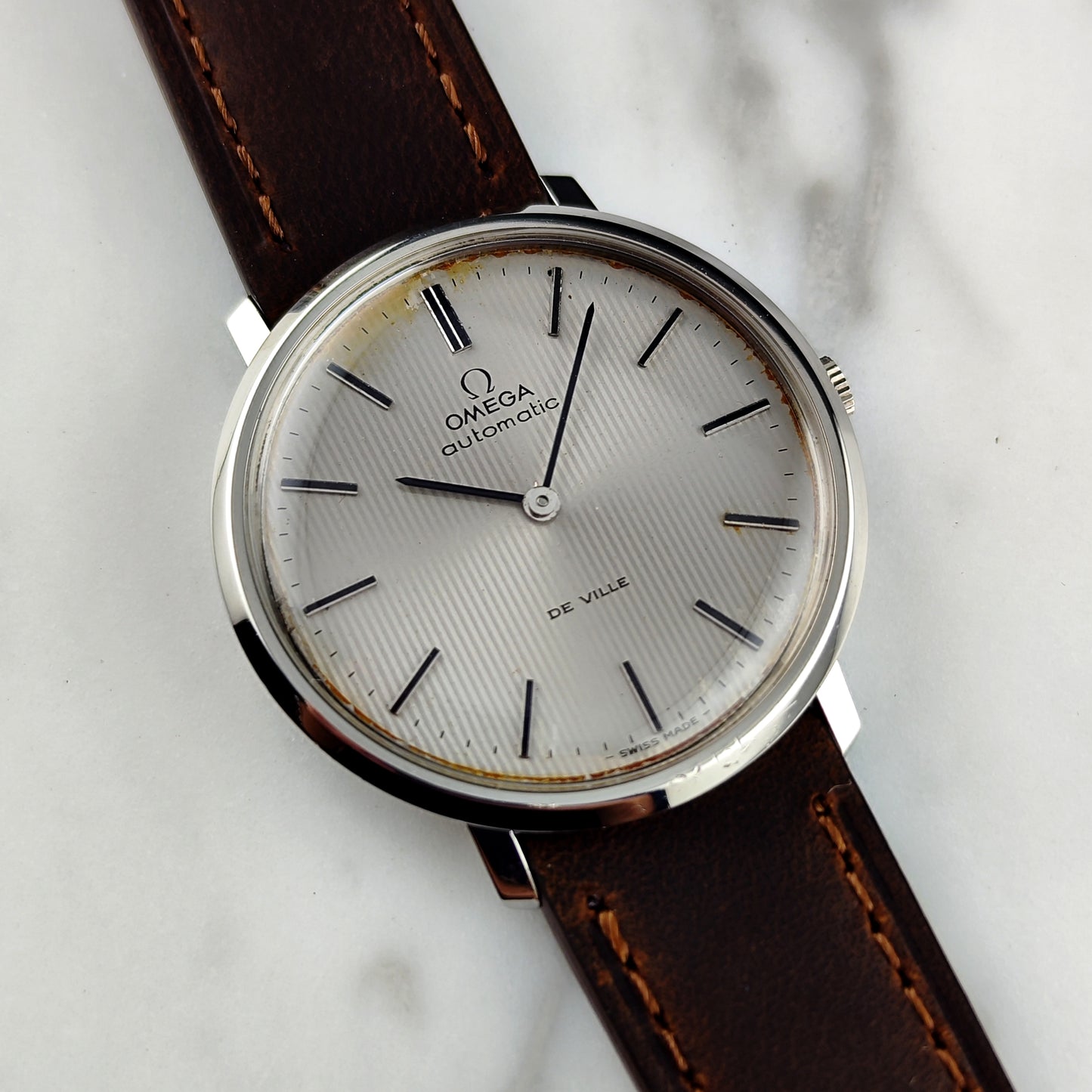 OMEGA De Ville Automatic Rare Tapestry Dial White 1966 [REF. 151.0039]