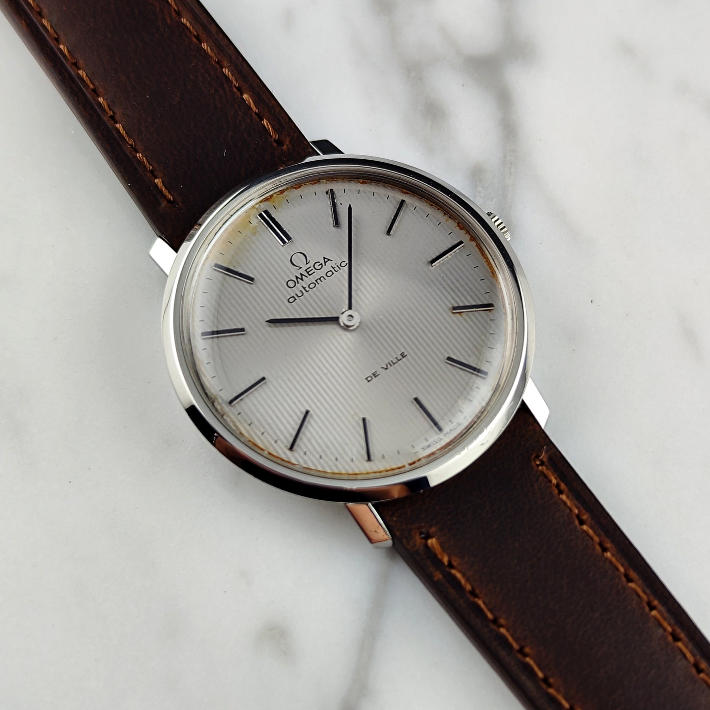 OMEGA De Ville Automatic Rare Tapestry Dial White 1966 [REF. 151.0039]