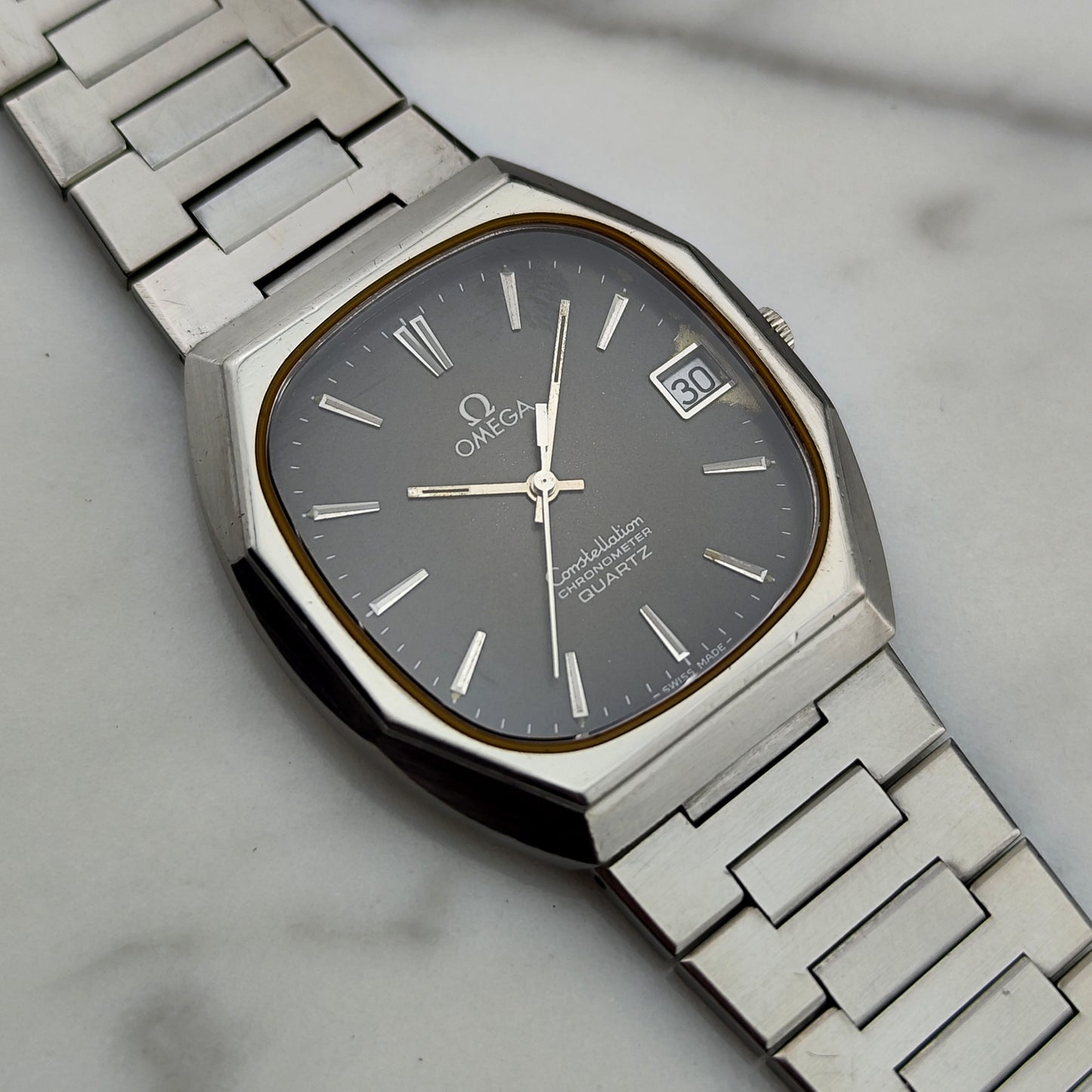 OMEGA Constellation Chronometer Quartz Black Dial Rare 1978 [REF. 198.0123]