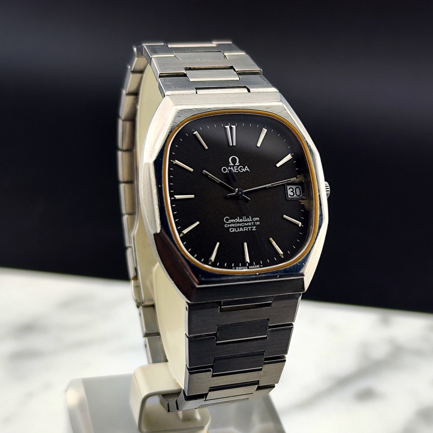 OMEGA Constellation Chronometer Quartz Black Dial Rare 1978 [REF. 198.0123]