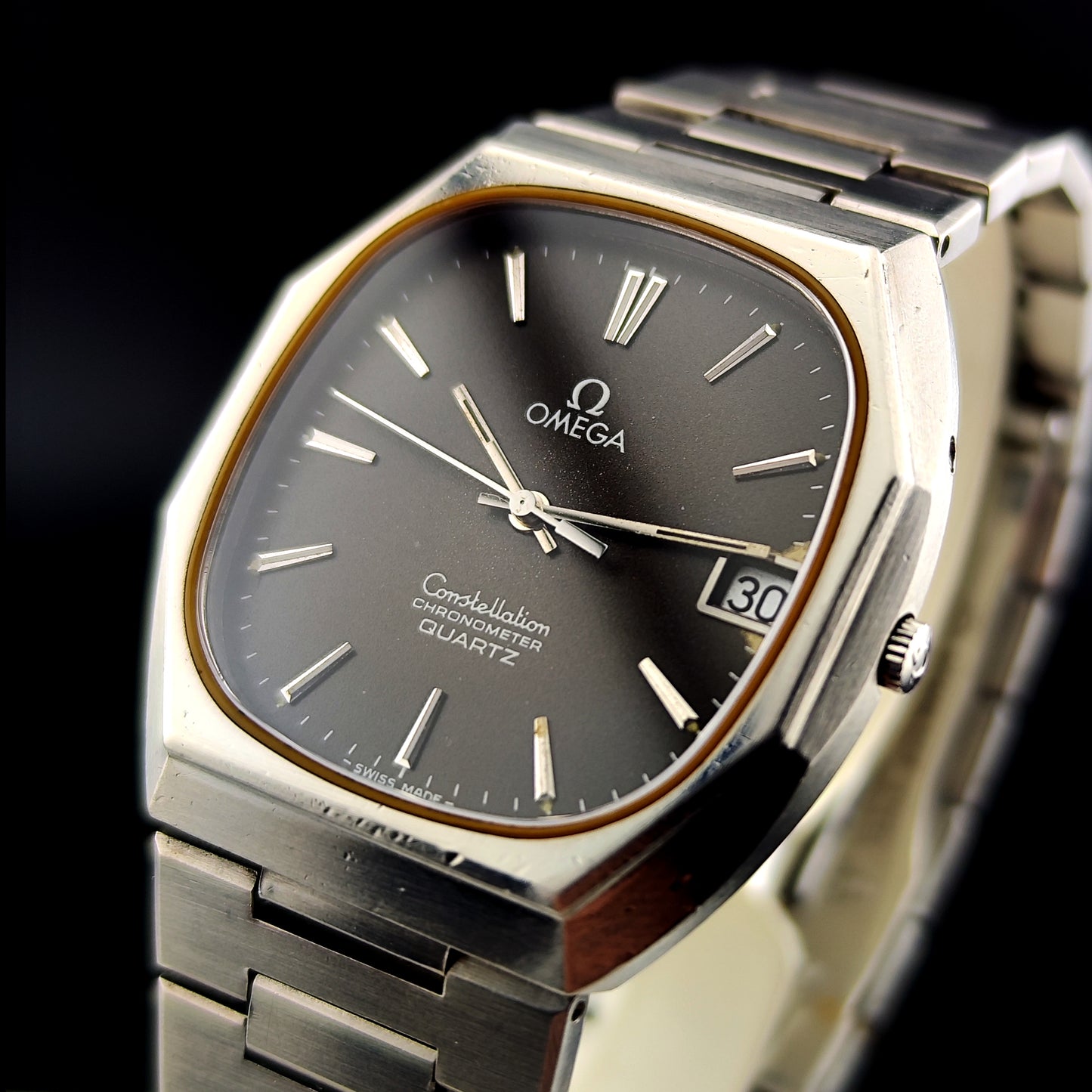 OMEGA Constellation Chronometer Quartz Black Dial Rare 1978 [REF. 198.0123]