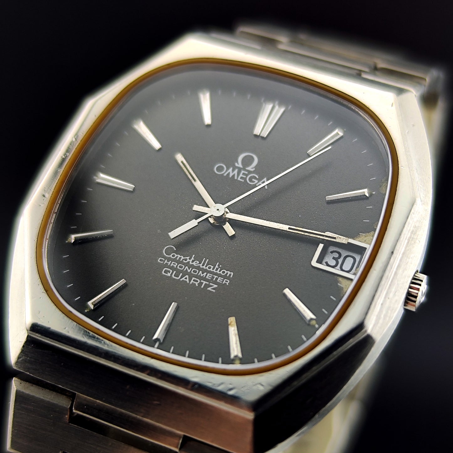 OMEGA Constellation Chronometer Quartz Black Dial Rare 1978 [REF. 198.0123]