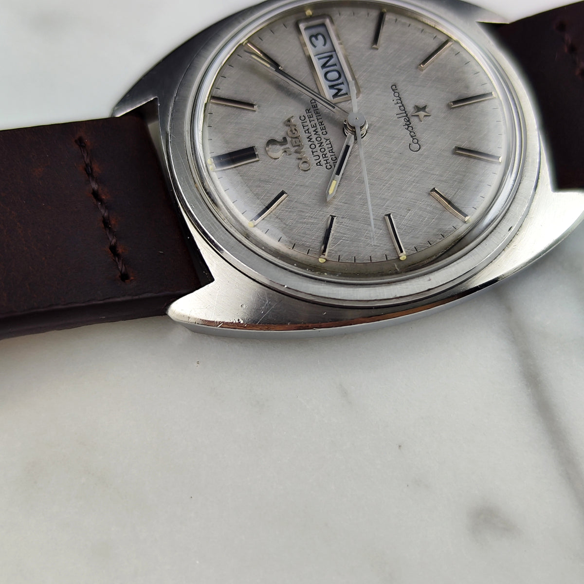 Omega Constellation C-Shape Linen Dial German Day-Date 1968 [REF. 168.019]