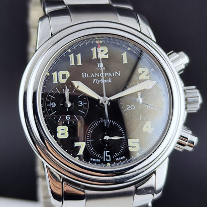 BlancPain Leman Flyback Chronograph Automatic Black Dial – Vorderansicht mit Zifferblatt