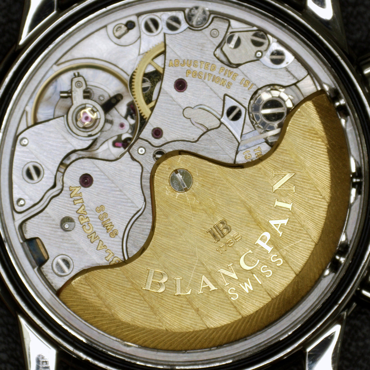 BlancPain Leman Flyback Chronograph Automatic Black Dial – Uhrwerk durch Gehäuseboden sichtbar