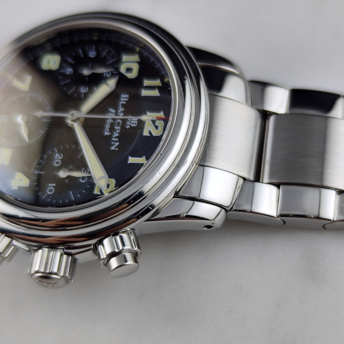 BlancPain Leman Flyback Chronograph Automatic Black Dial – Zifferblatt mit Drücker und Armband