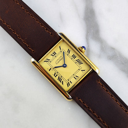 Cartier Must De Gold Gold Dial Tank 1990 Fullset – Bild 1