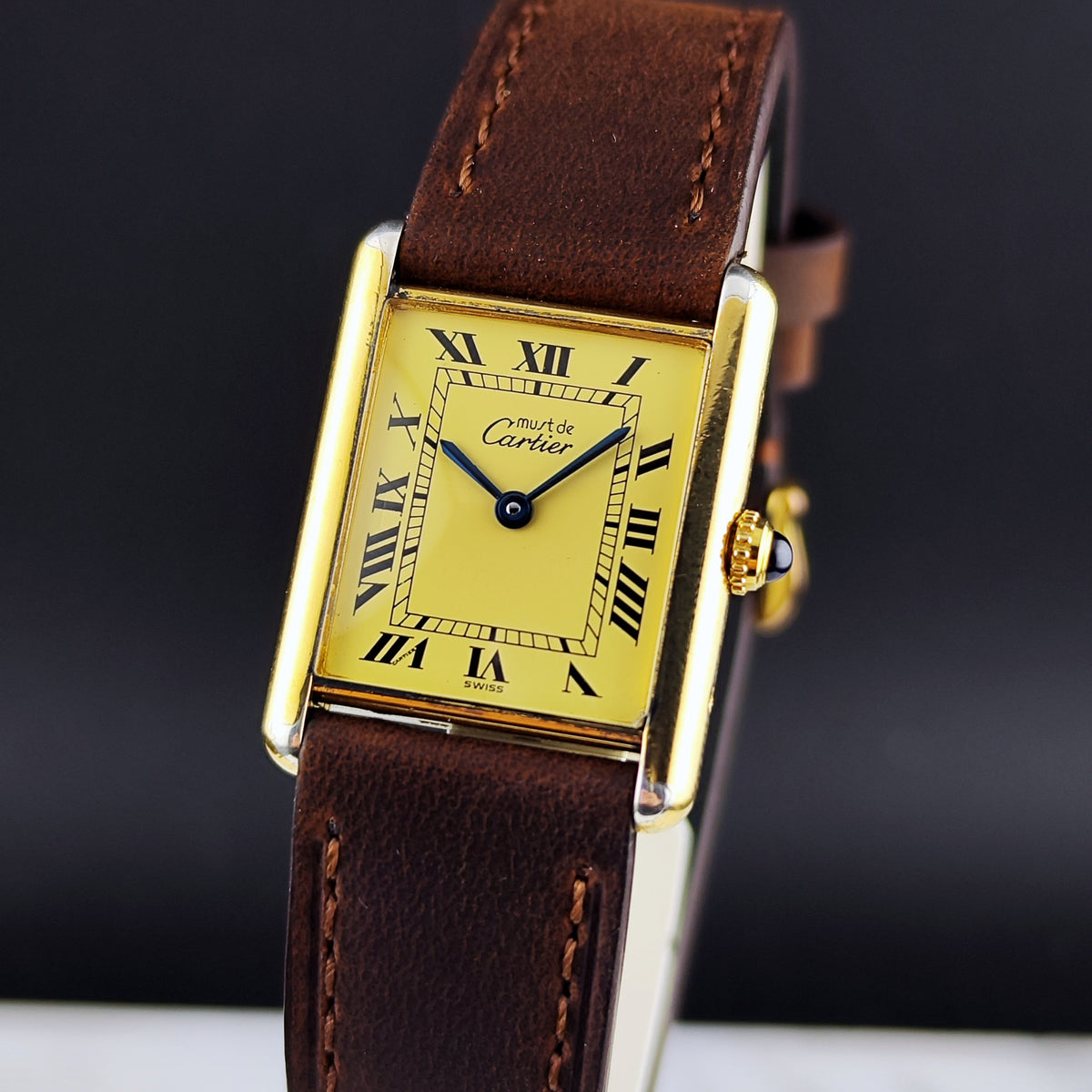 Cartier Must De Gold Gold Dial Tank 1990 Fullset – Bild 10