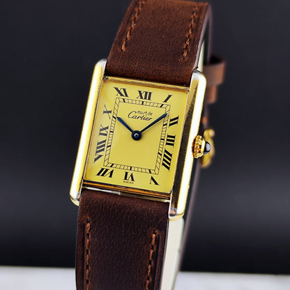Cartier Must De Gold Gold Dial Tank 1990 Fullset – Bild 10