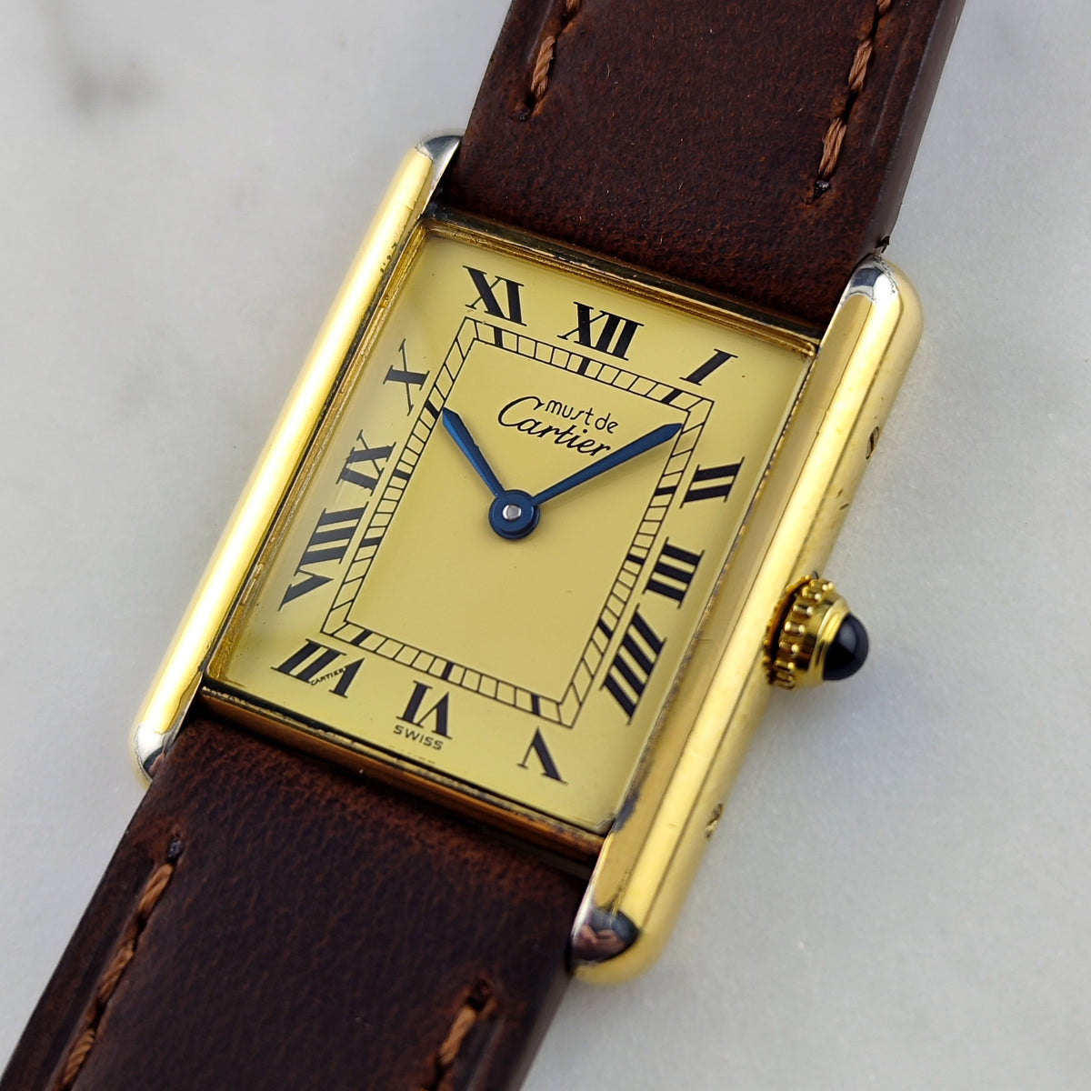 Cartier Must De Gold Gold Dial Tank 1990 Fullset – Bild 17