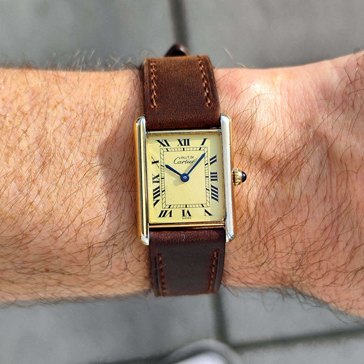 Cartier Must De Gold Gold Dial Tank 1990 Fullset – Bild 2