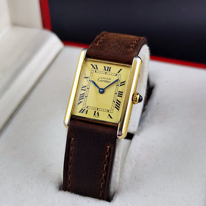 Cartier Must De Gold Gold Dial Tank 1990 Fullset – Bild 4
