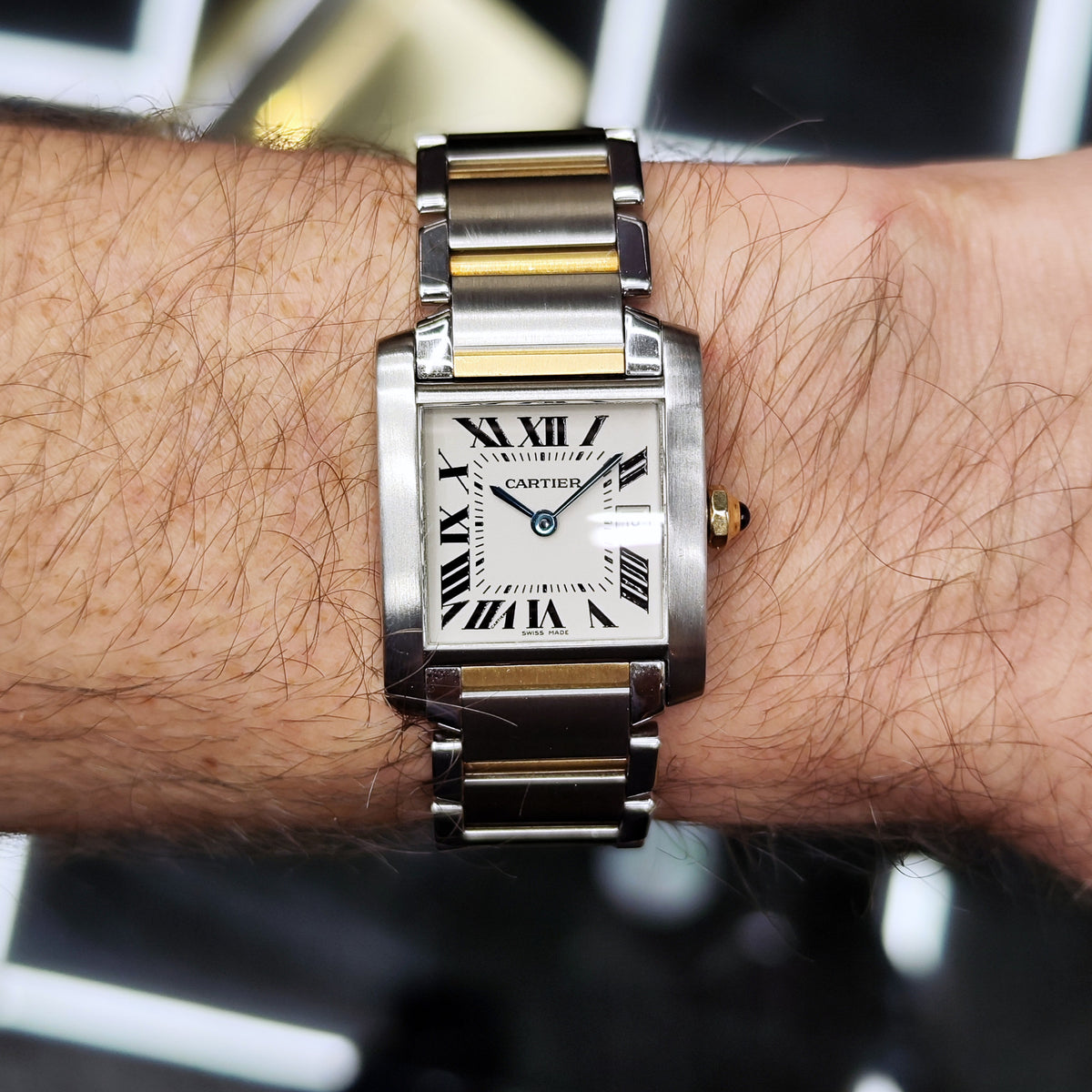 Cartier Tank Française Two-Tone White Dial – Uhr am Handgelenk mit Zifferblatt