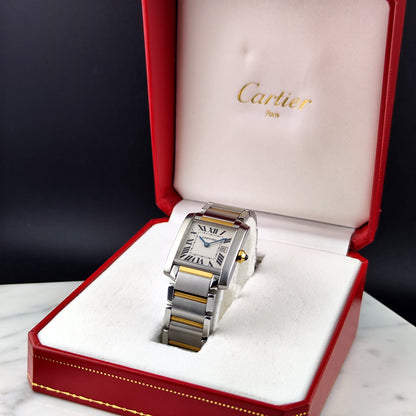 Cartier Tank Française Two-Tone White Dial – Uhr in Originalbox, Vorderansicht
