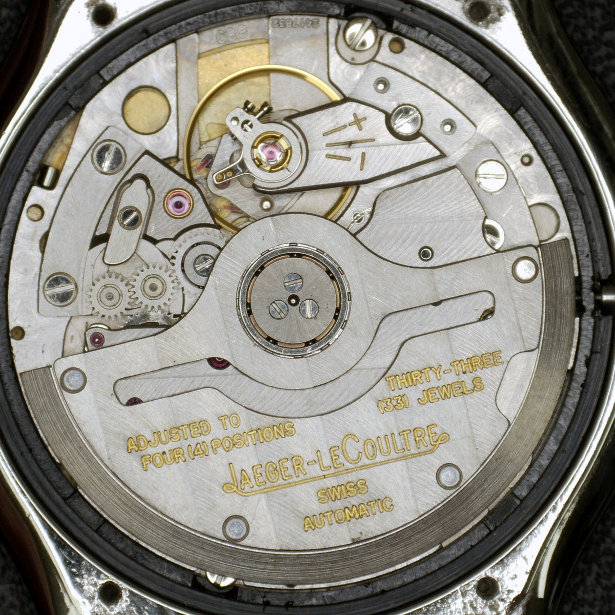 Jaeger LeCoultre Heraion Automatic Grey Dial – Uhrwerk durch Gehäuseboden sichtbar