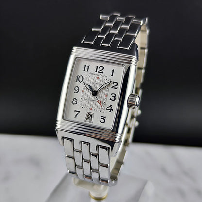 Jaeger LeCoultre Reverso Gran'Sport Automatic White Dial 2005 – Schrägansicht mit Gliederband