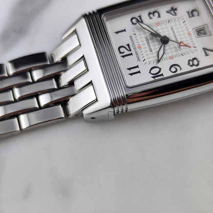 Jaeger LeCoultre Reverso Gran'Sport Automatic White Dial 2005 – Seitenansicht mit Gehäuse und Armband