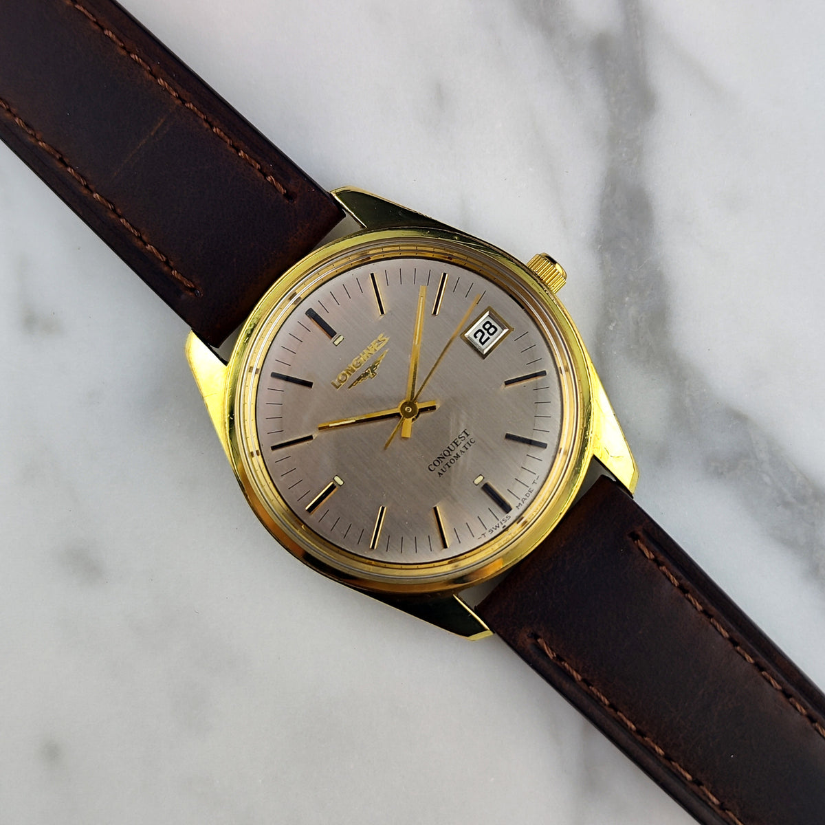 Longines Conquest Automatic Gold 1969 White Dial – Bild 1