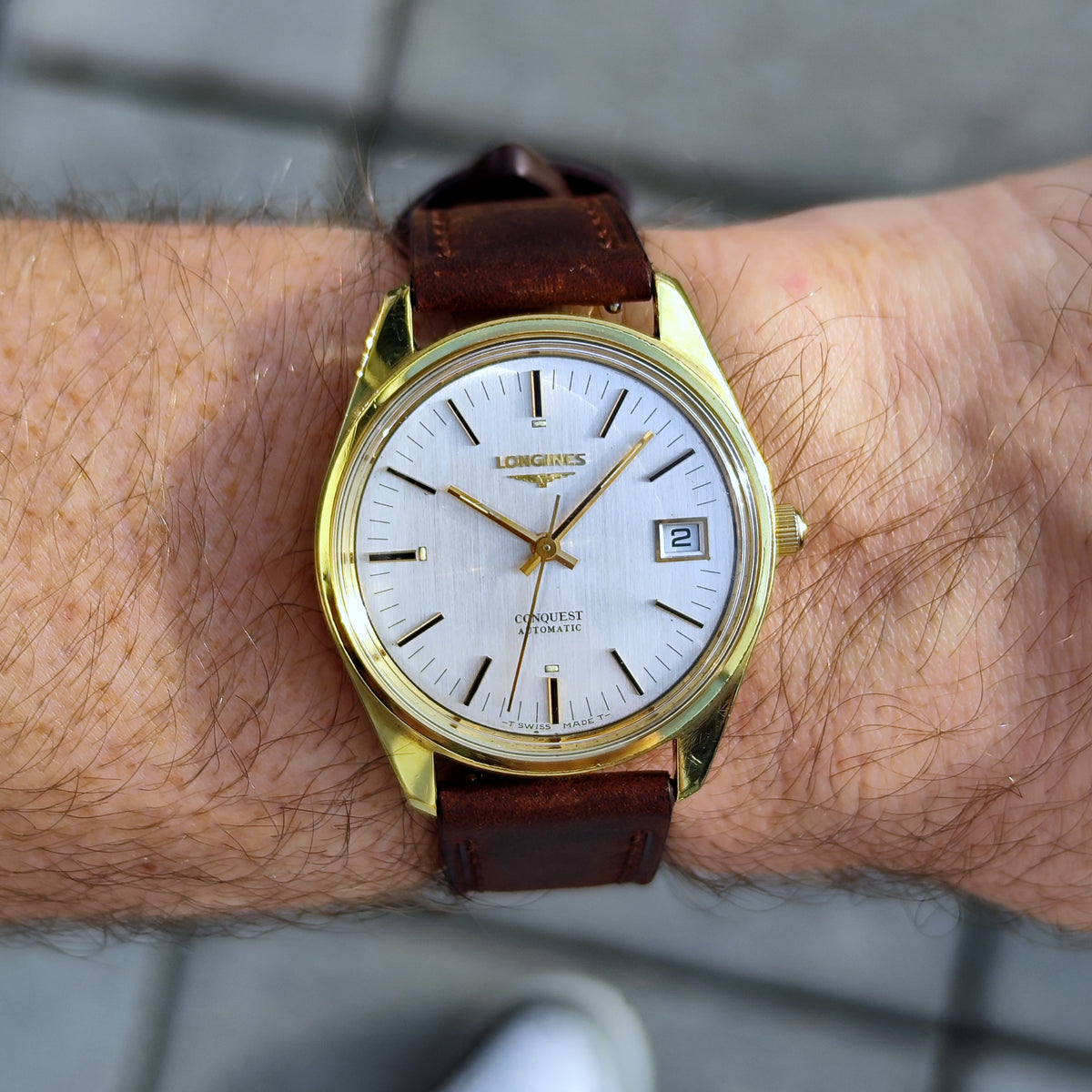 Longines Conquest Automatic Gold 1969 White Dial – Bild 2