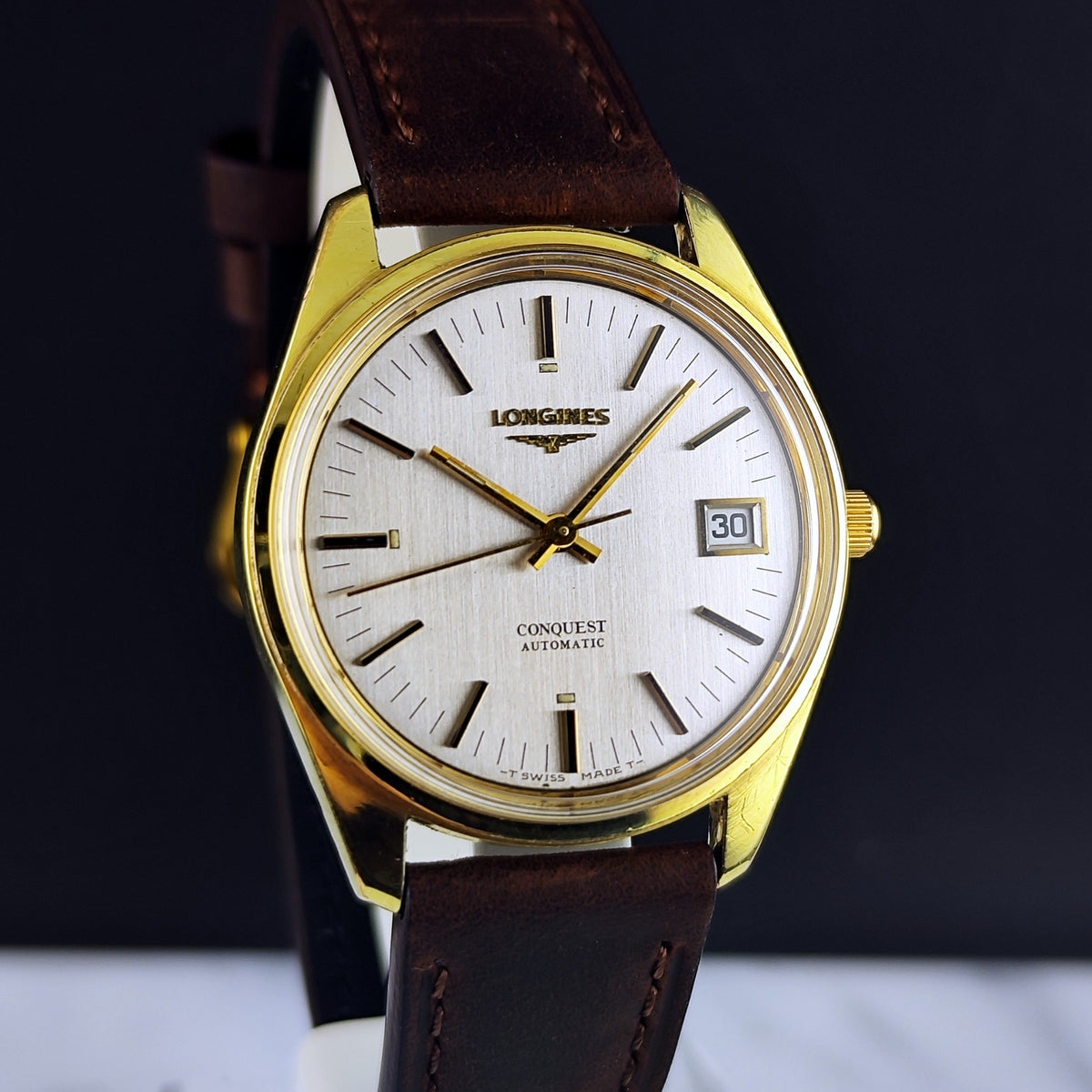 Longines Conquest Automatic Gold 1969 White Dial – Bild 4