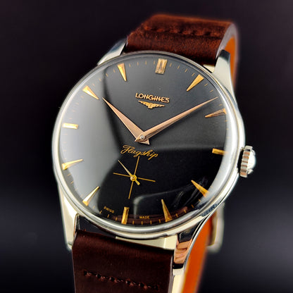 LONGINES Flagship Rare Black Dial Gold Hands 1958 [REF. 2465]