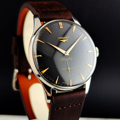 LONGINES Flagship Rare Black Dial Gold Hands 1958 [REF. 2465]