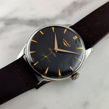 LONGINES Flagship Rare Black Dial Gold Hands 1958 [REF. 2465]