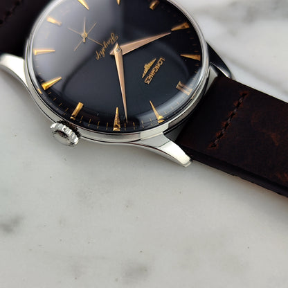 LONGINES Flagship Rare Black Dial Gold Hands 1958 [REF. 2465]