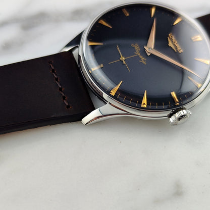 LONGINES Flagship Rare Black Dial Gold Hands 1958 [REF. 2465]