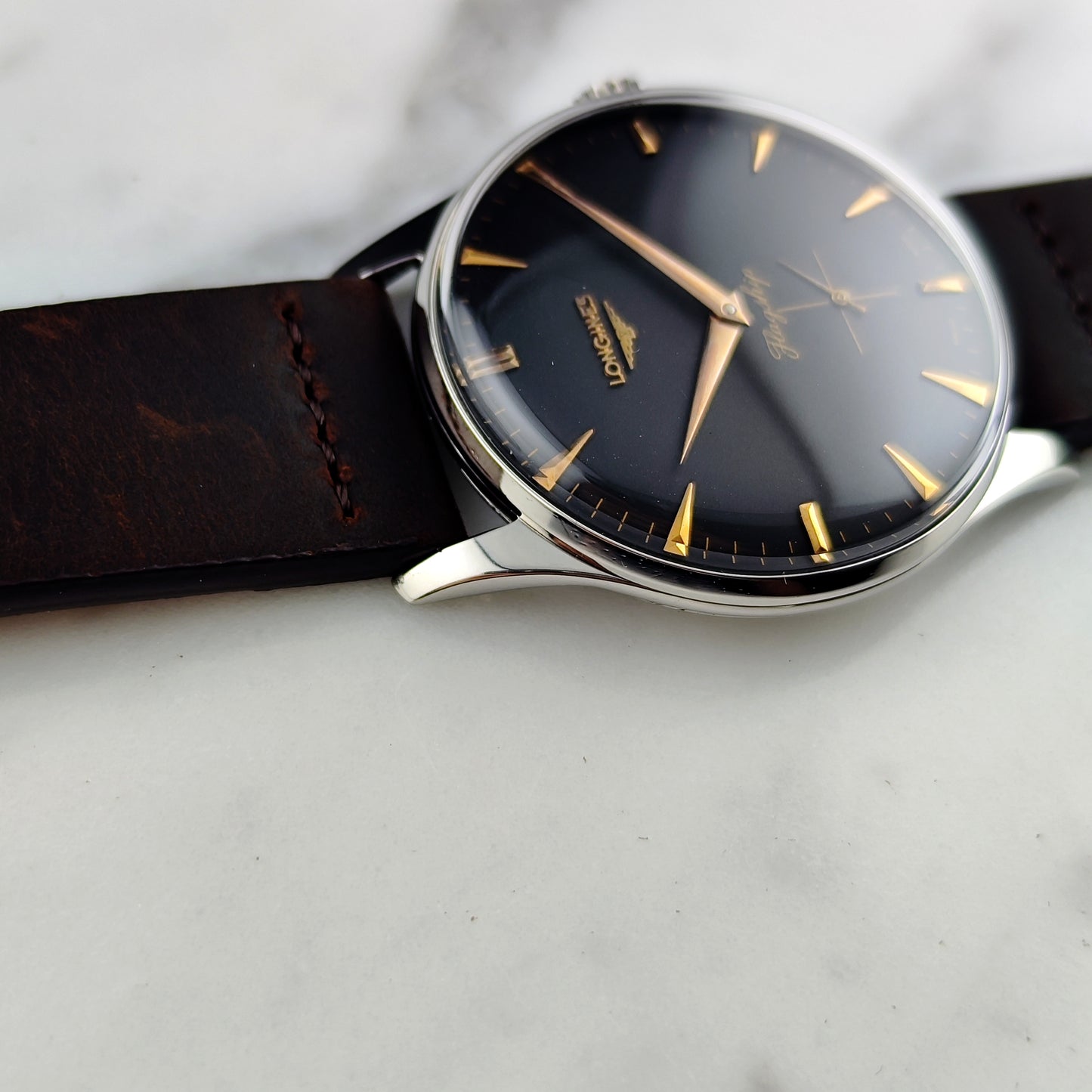 LONGINES Flagship Rare Black Dial Gold Hands 1958 [REF. 2465]