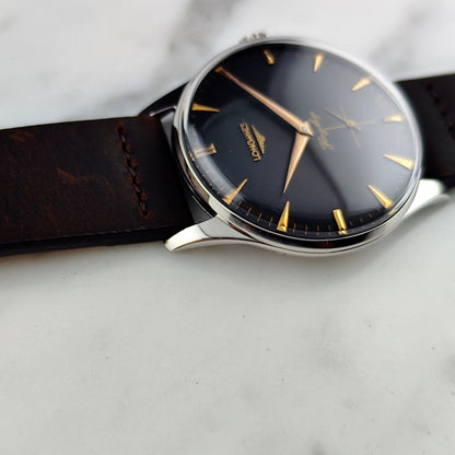 LONGINES Flagship Rare Black Dial Gold Hands 1958 [REF. 2465]