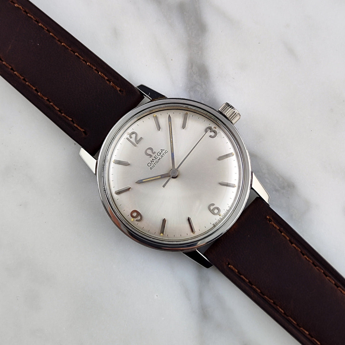 Omega Classic Automatic Gold Steel White Dial 1966 Serviced 10/2026 – Bild 14