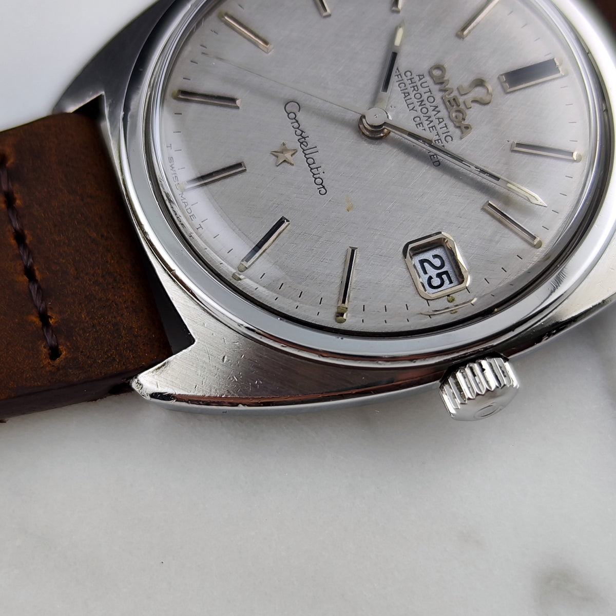 Omega Constellation Automatic Date C-Shape Linen Dial 1968 – Bild 10