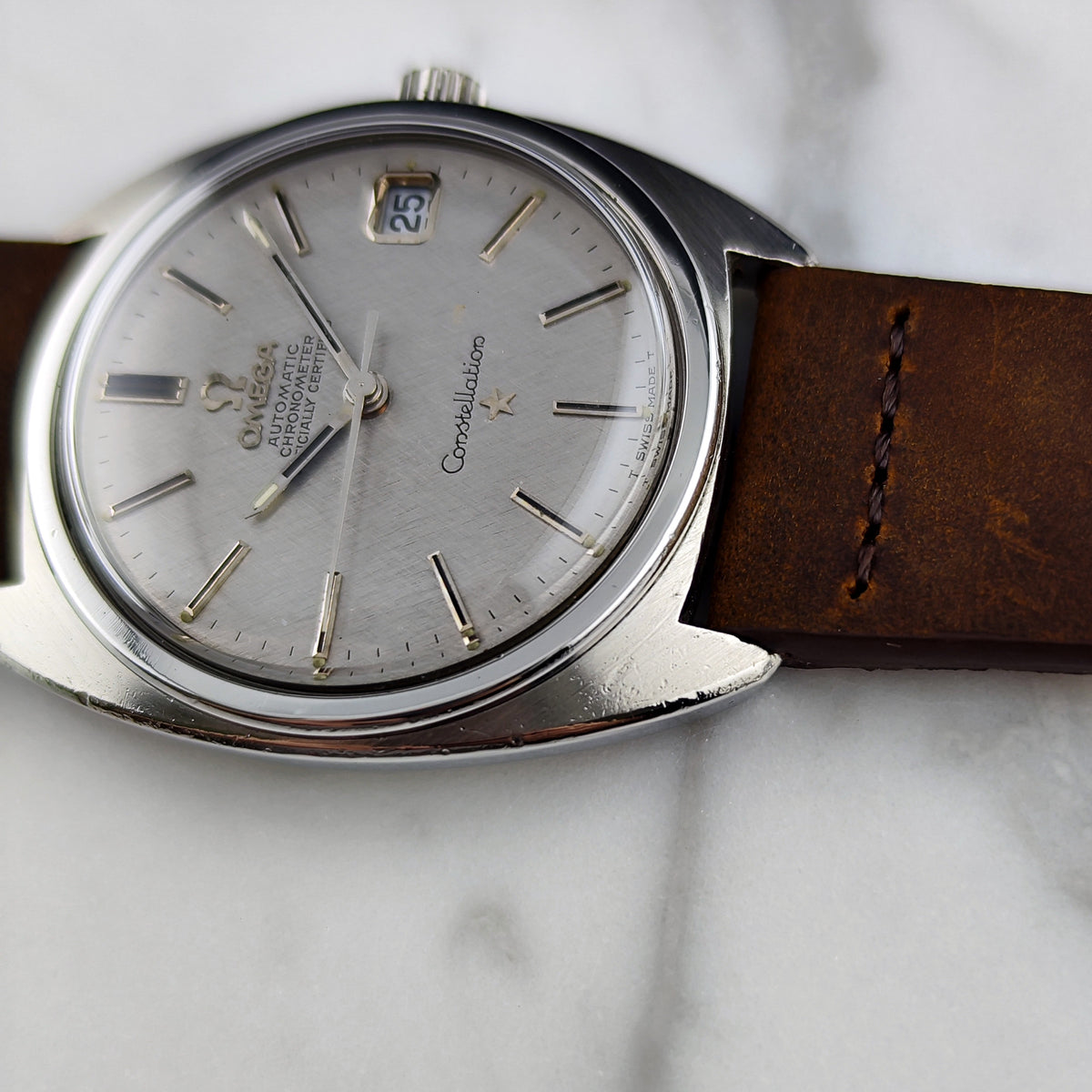 Omega Constellation Automatic Date C-Shape Linen Dial 1968 – Bild 11