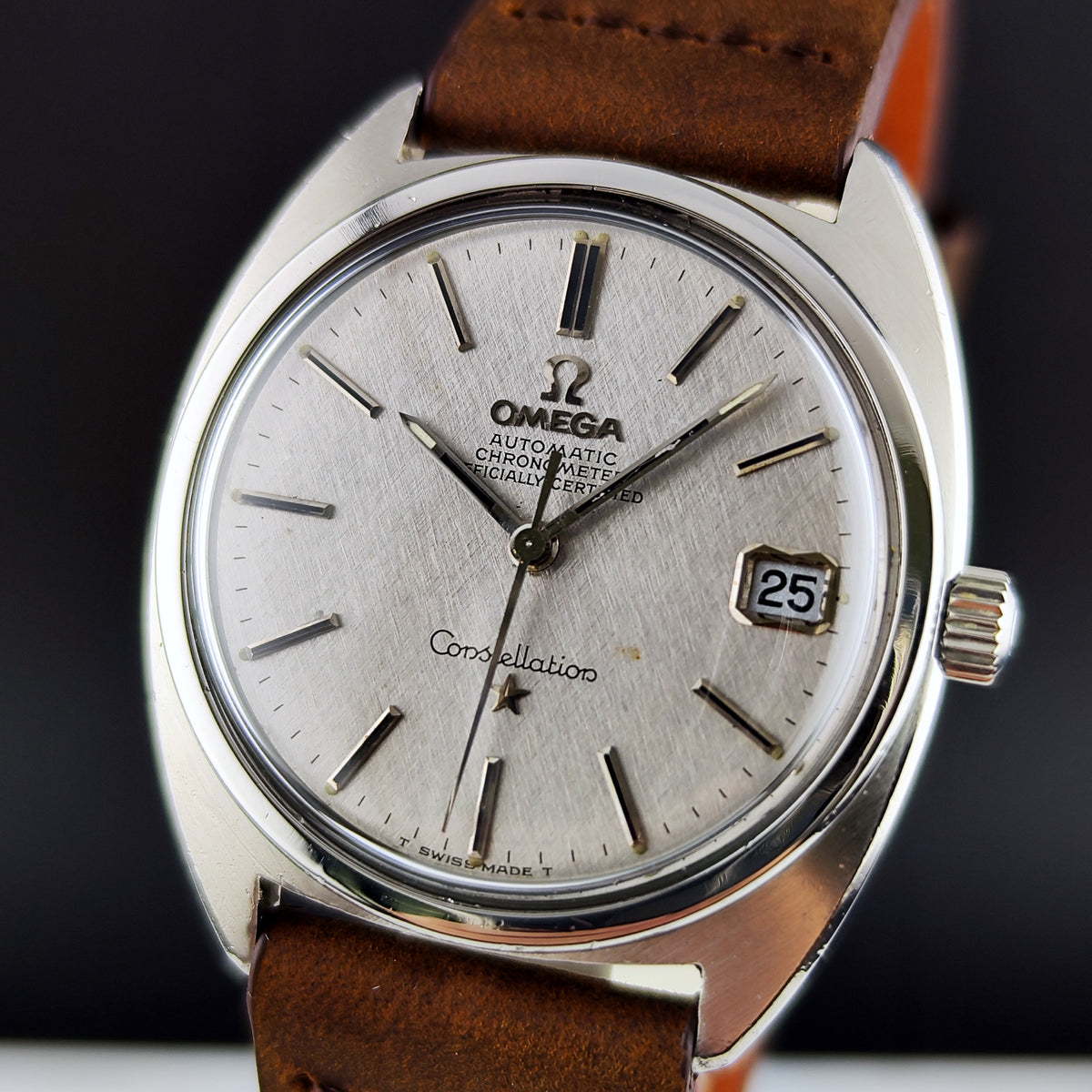 Omega Constellation Automatic Date C-Shape Linen Dial 1968 – Bild 3