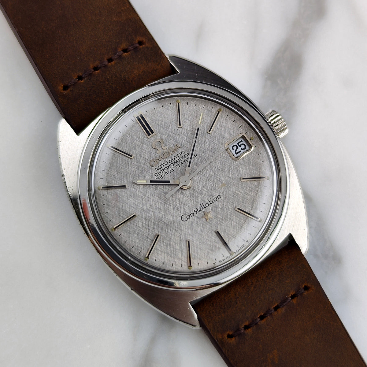 Omega Constellation Automatic Date C-Shape Linen Dial 1968 – Bild 7