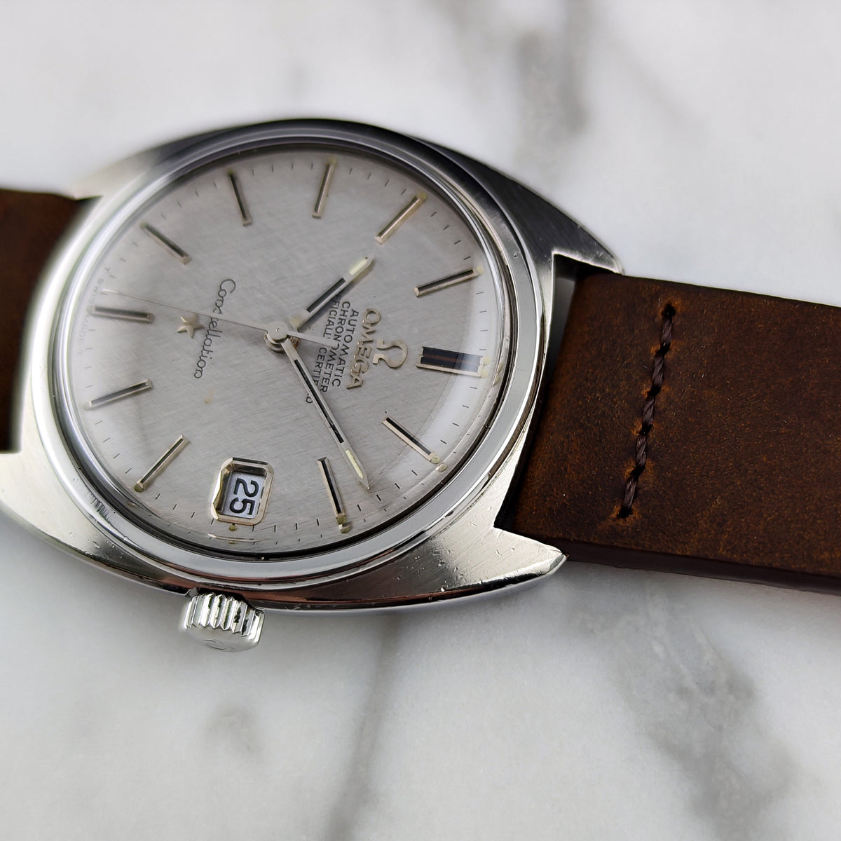 Omega Constellation Automatic Date C-Shape Linen Dial 1968 – Bild 9