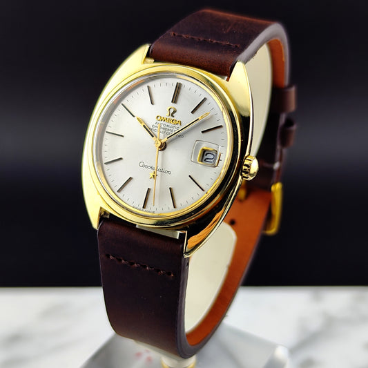 OMEGA Constellation C-Shape Gold White Dial 1968 Original Crystal [REF. 168.017]
