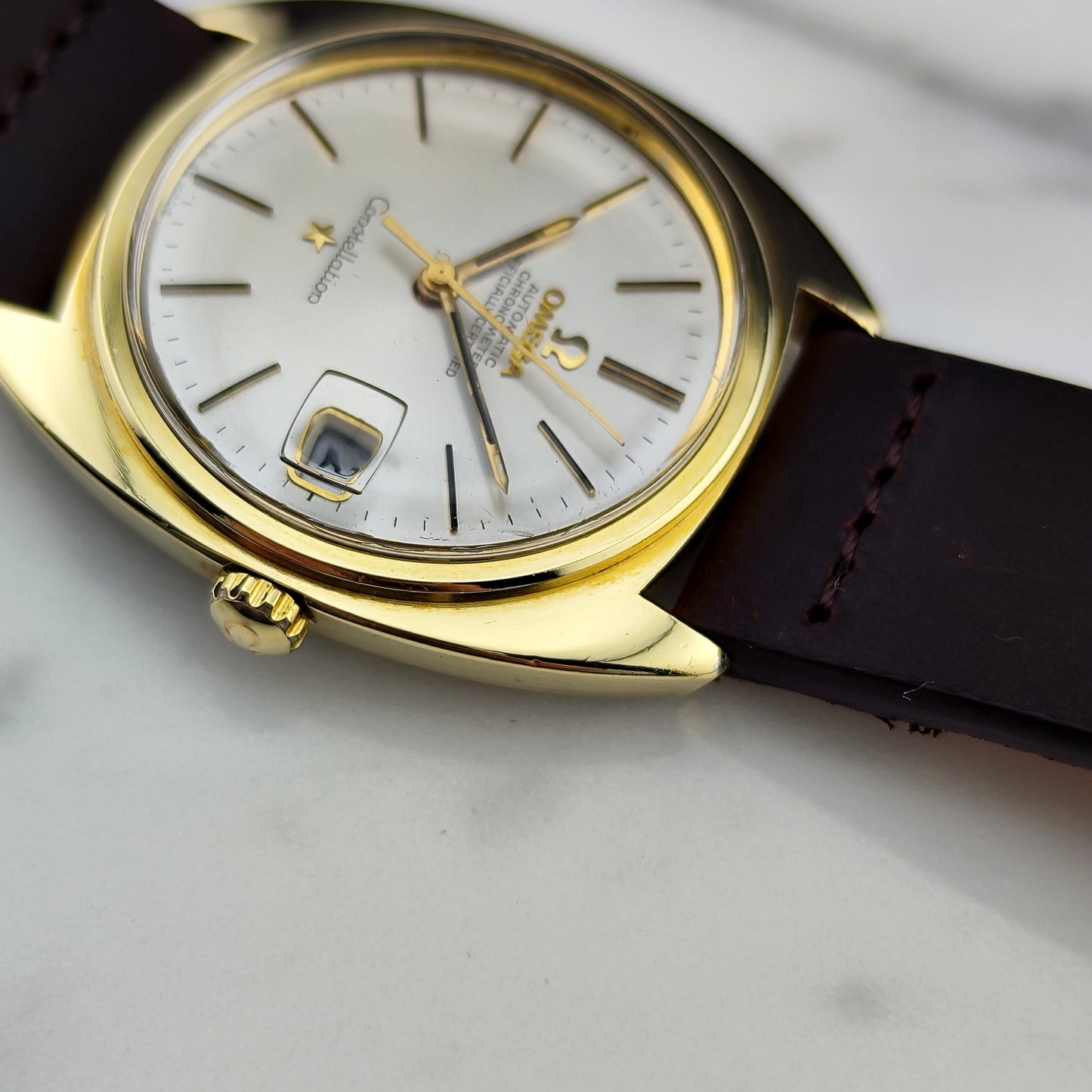 OMEGA Constellation C-Shape Gold White Dial 1968 Original Crystal [REF. 168.017]