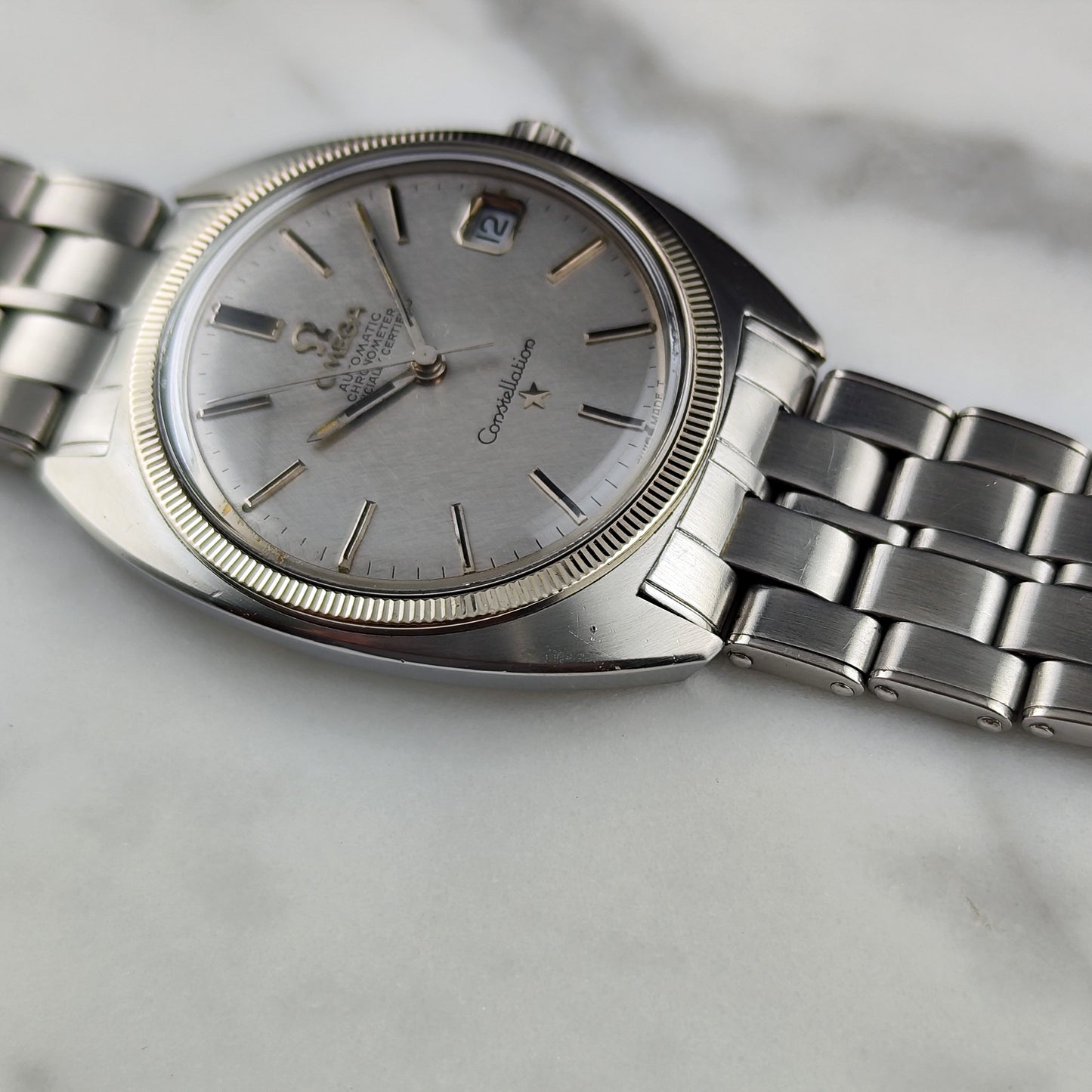 Omega Constellation C-Shape Linen Dial 18ct Bezel 1968 [REF. 168.027]