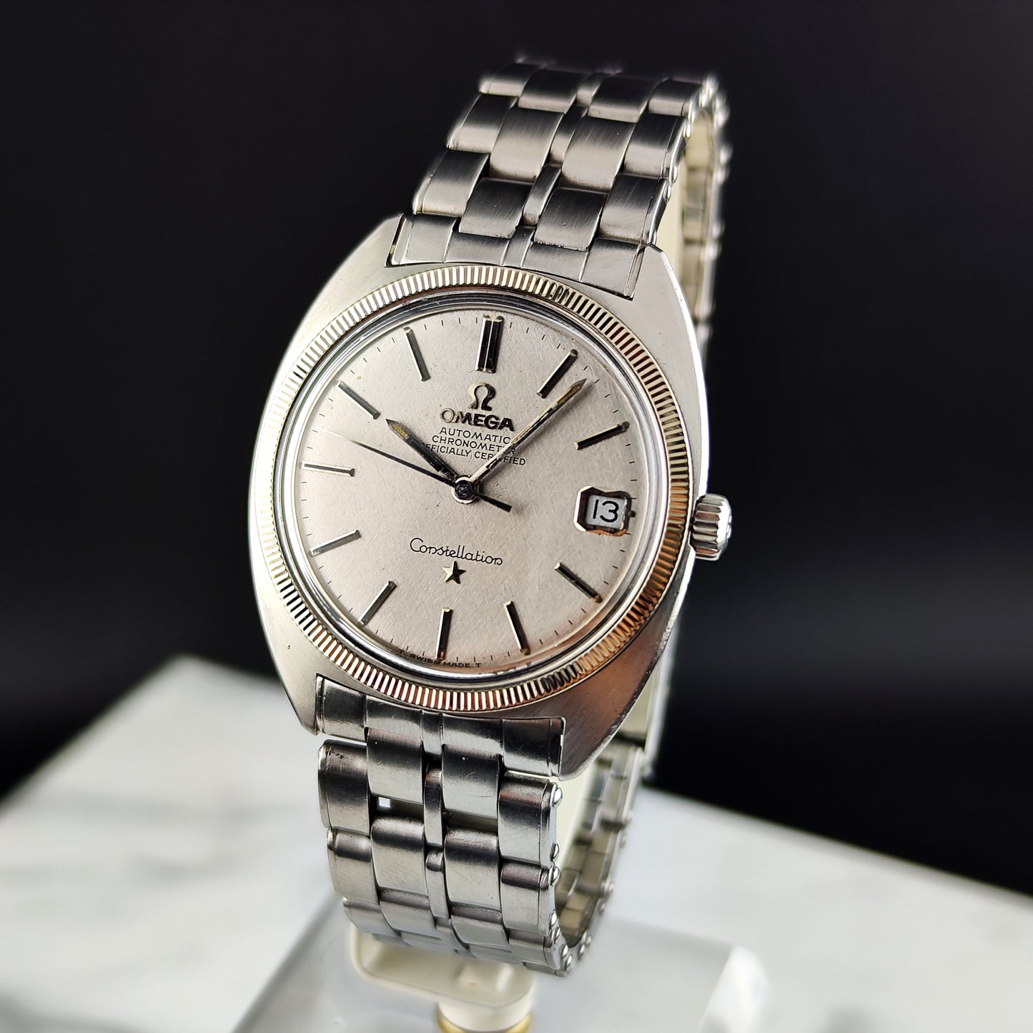 Omega Constellation C-Shape Linen Dial 18ct Bezel 1968 [REF. 168.027]