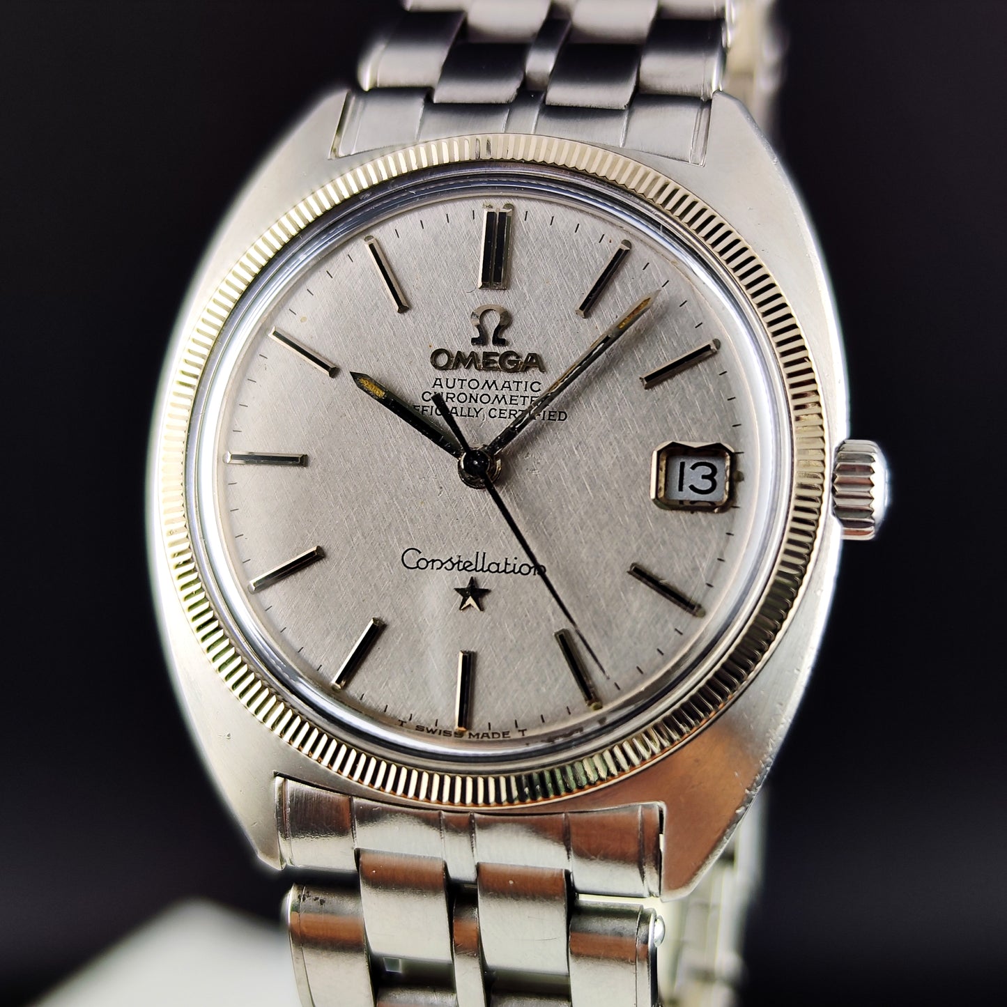 Omega Constellation C-Shape Linen Dial 18ct Bezel 1968 [REF. 168.027]