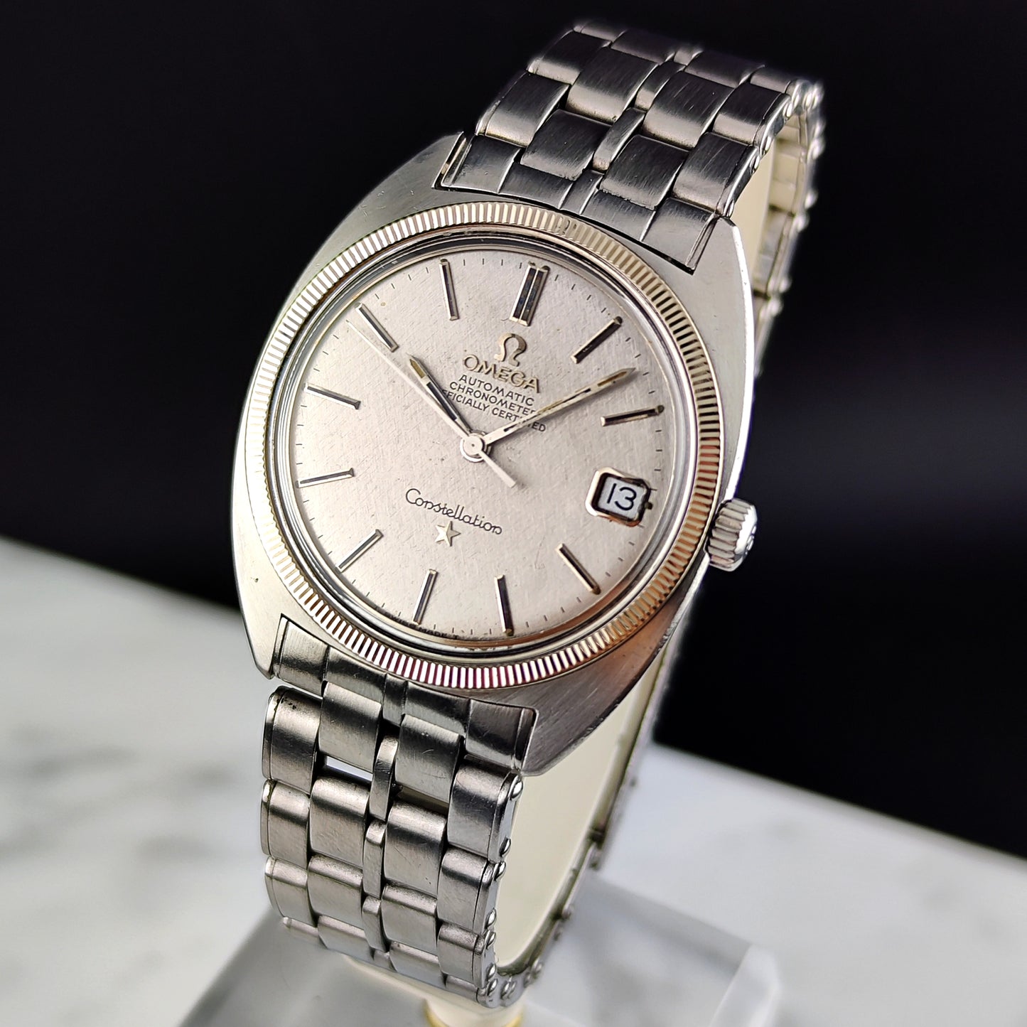 Omega Constellation C-Shape Linen Dial 18ct Bezel 1968 [REF. 168.027]