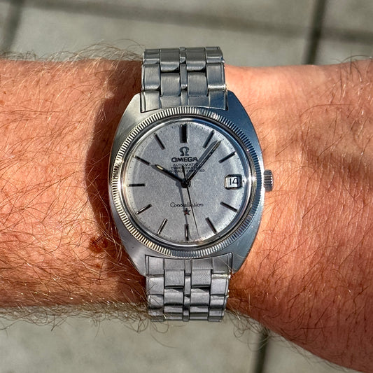 Omega Constellation C-Shape Linen Dial 18ct Bezel 1968 [REF. 168.027]