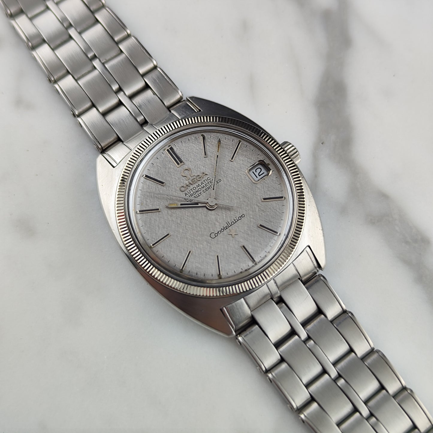 Omega Constellation C-Shape Linen Dial 18ct Bezel 1968 [REF. 168.027]