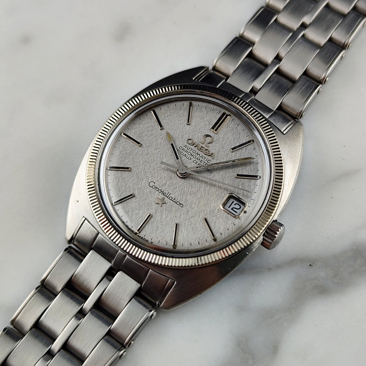 Omega Constellation C-Shape Linen Dial 18ct Bezel 1968 [REF. 168.027]