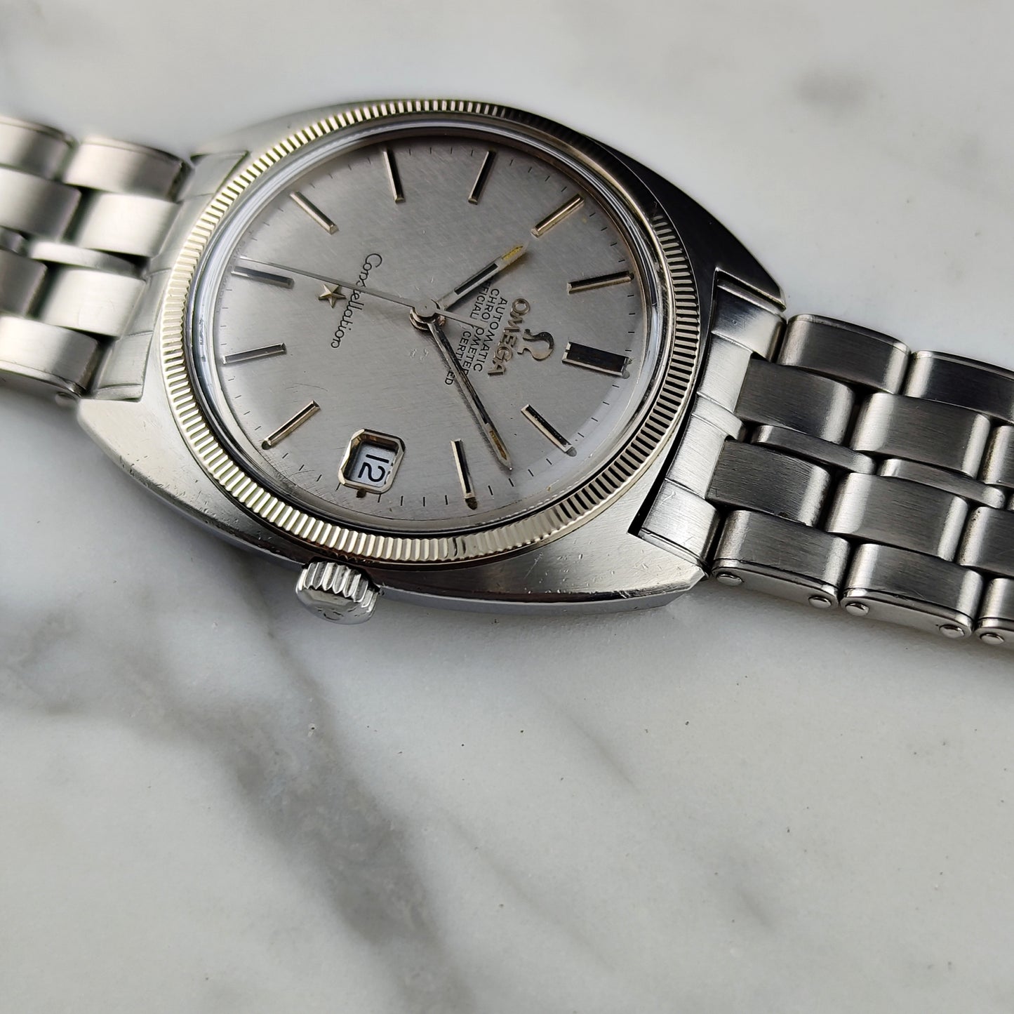Omega Constellation C-Shape Linen Dial 18ct Bezel 1968 [REF. 168.027]