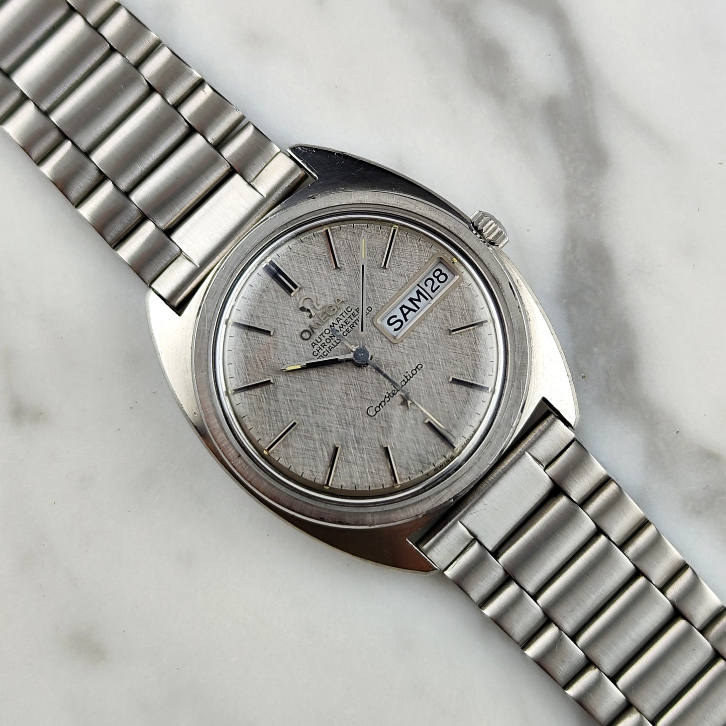 Omega Constellation C-Shape Linen Dial German Day-Date 1968 [REF. 168.019]