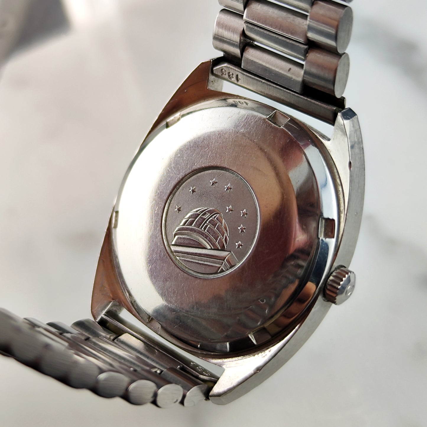 Omega Constellation C-Shape Linen Dial German Day-Date 1968 [REF. 168.019]